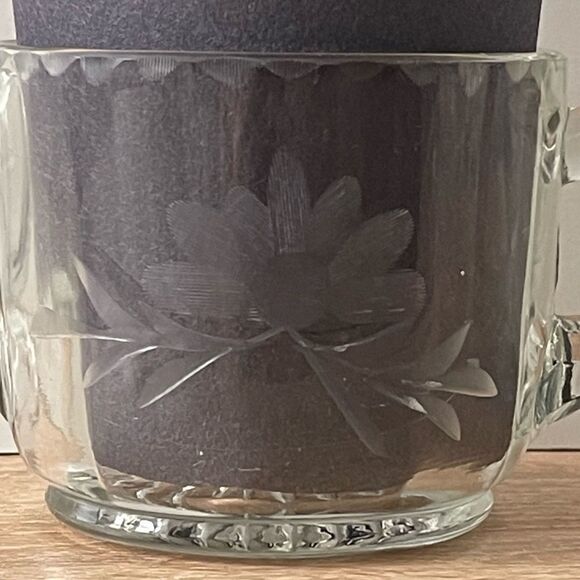 Vintage Antique Etched Flower Clear Paneled Pressed Glass Open Sugar Creamer Set - Picture 13 of 15